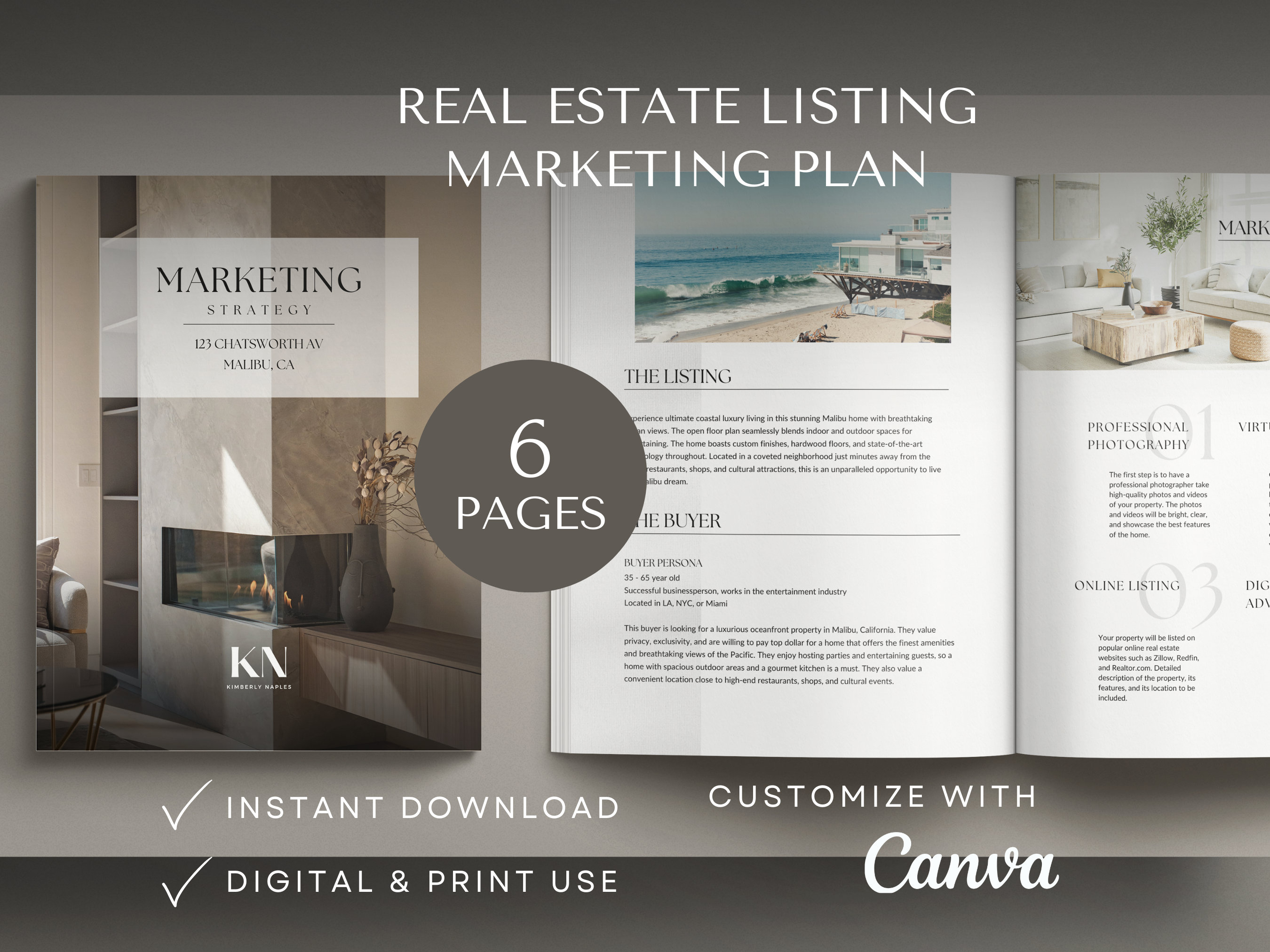 Real estate marketing plan book marketing plan realtor listing marketing plan realtor marketing material real estate template canva digital