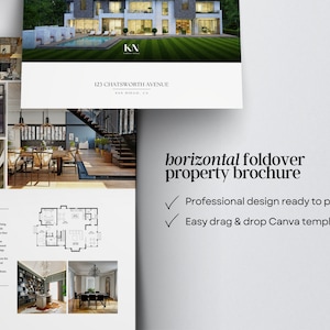 Real estate brochure template bifold property brochure canva template 4 page real estate brochure design feature sheet realestate open house