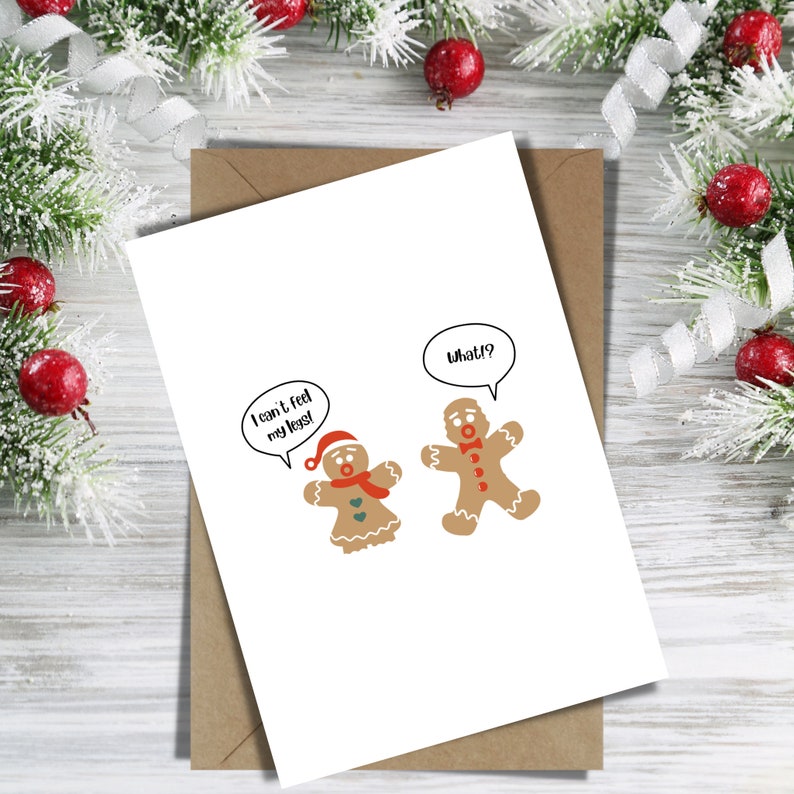 Funny Gingerbread Printable Christmas Card Punny Holiday Greeting Card ...