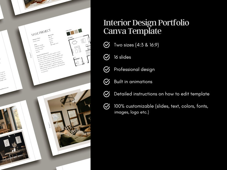 Interior Design Portfolio Custom Canva Template Interior Design ...