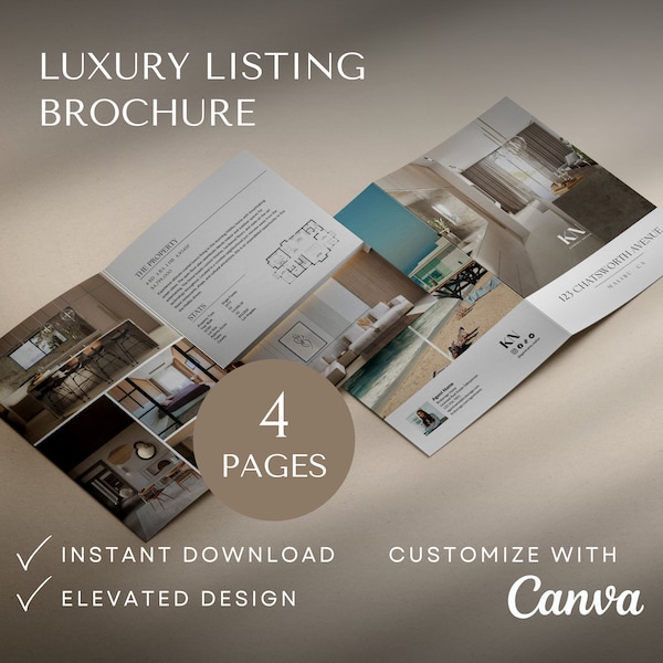 Luxury property brochure 4 page real estate brochure open house brochure real estate listing brochure template half fold brochure layout