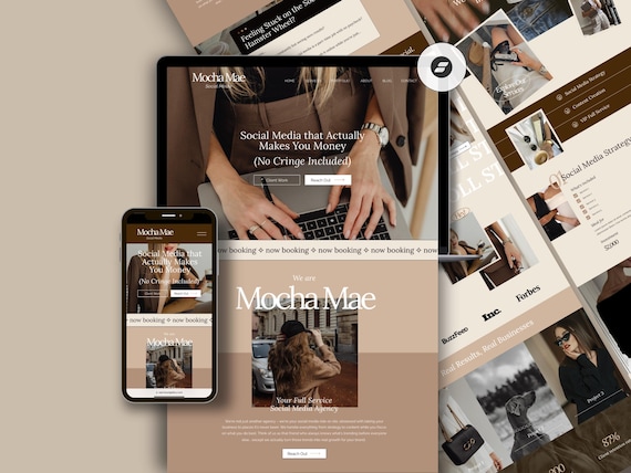 Social Media Manager Website Showit Template Marketing Agency Portfolio Website Virtual Assistant Neutral Website UGC Content Creator Web