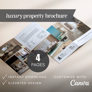 Brochure immobiliare di lusso Brochure immobiliare di 4 pagine Brochure open house Brochure quotazione immobiliare Modello Brochure pieghevole a metà Layout Brochure