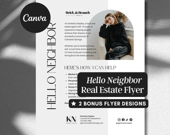 Hello neighbor real estate flyer template door knocking flyer real estate marketing looking for a realtor flyer new real estate agent ideas