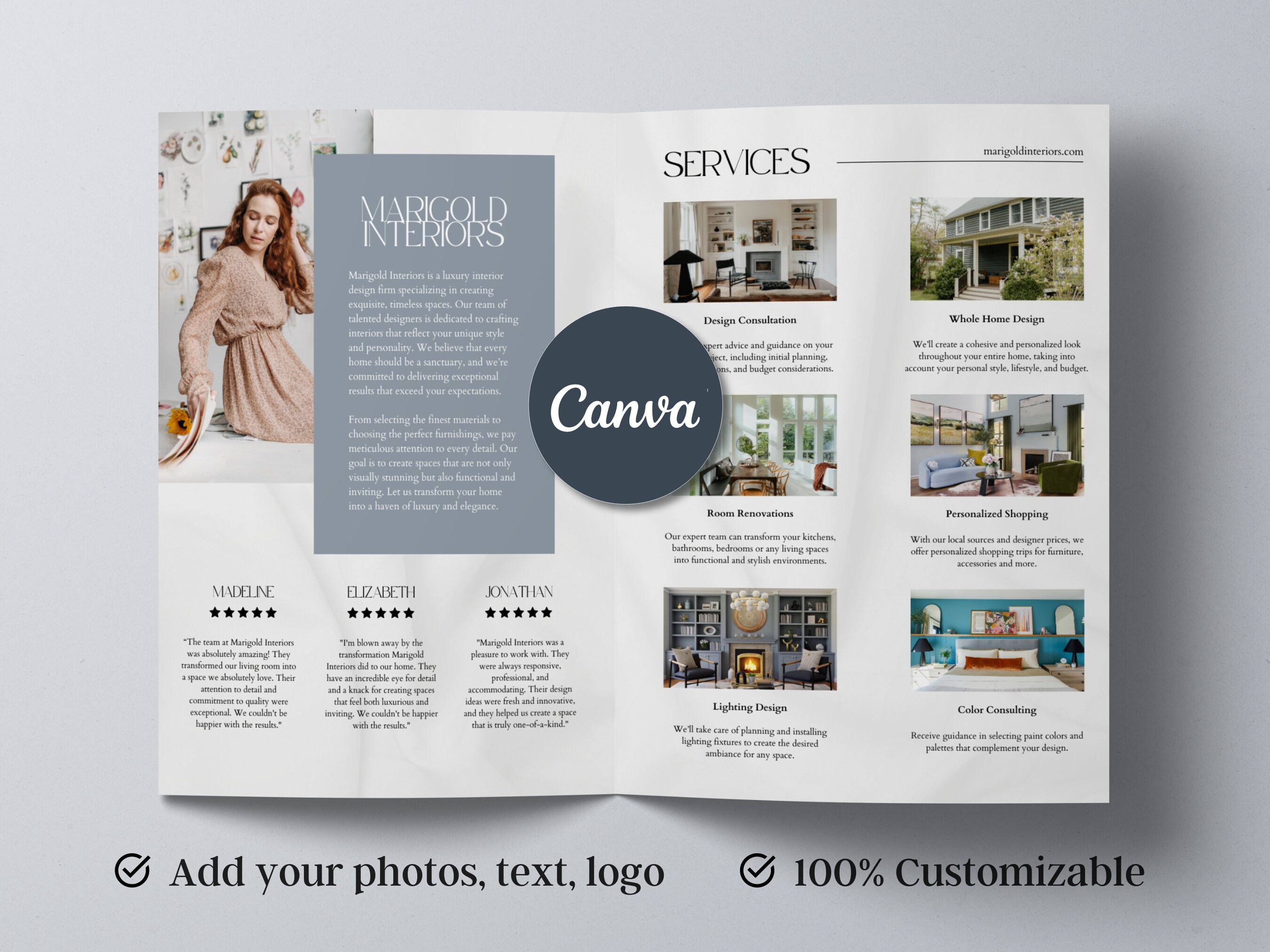 Luxury Interior Design Business Brochure Template Canva Custom Interior ...