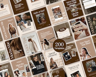 Instagram Canva Templates For Social Media Manager Posts Neutral Instagram Bundle Post and Story Templates IG Post Beige Instagram Carousel