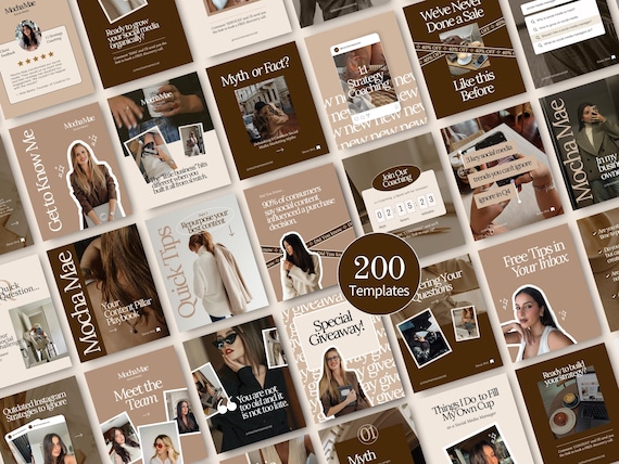 Instagram Canva Templates For Social Media Manager Posts Neutral Instagram Bundle Post and Story Templates IG Post Beige Instagram Carousel