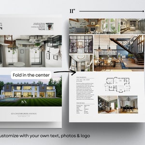 Real estate brochure template bifold property brochure canva template 4 page real estate brochure design feature sheet realestate open house