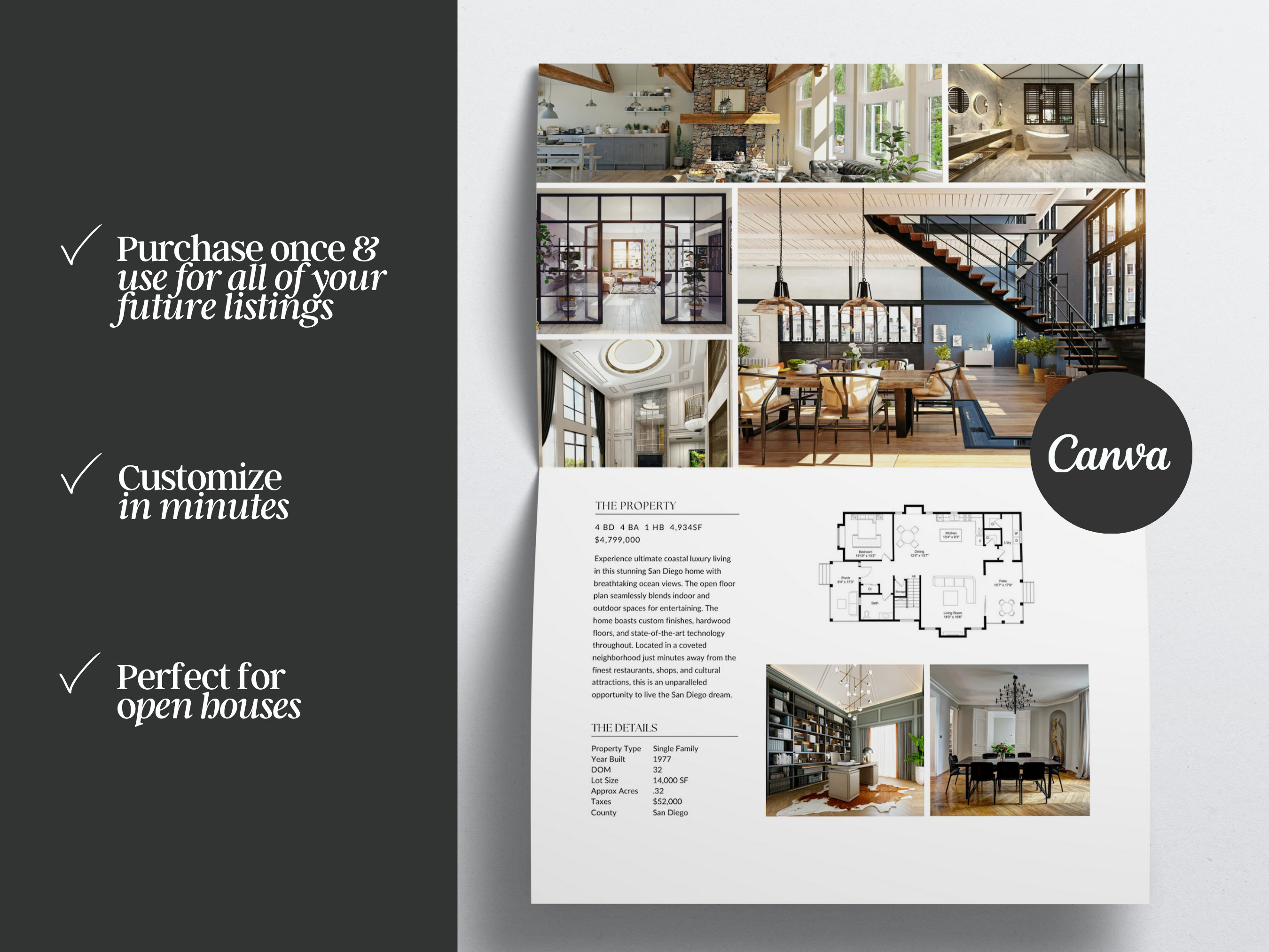 Real Estate Brochure Template Bifold Property Brochure Canva Template 4 ...