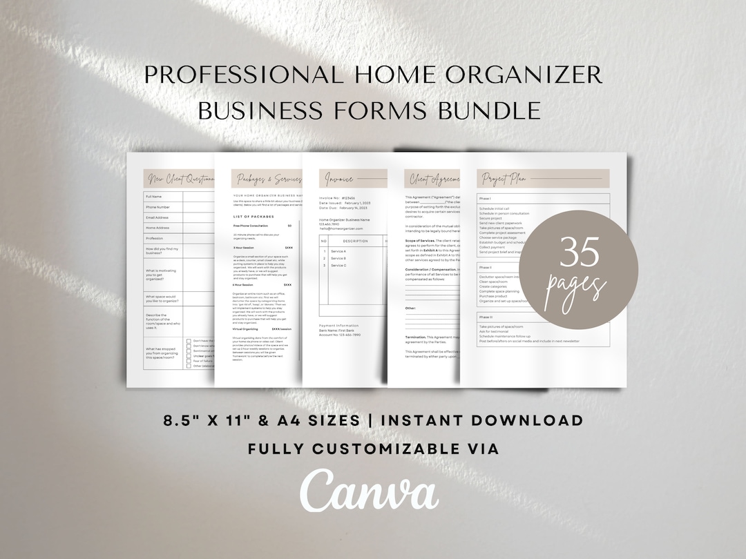 Professional Home Organizer Business Forms Declutter Checklist Services