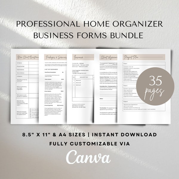 Professional Home Organizer Business Forms Declutter Checklist Services Pricing Professional Organizer Contract Invoice Template Download