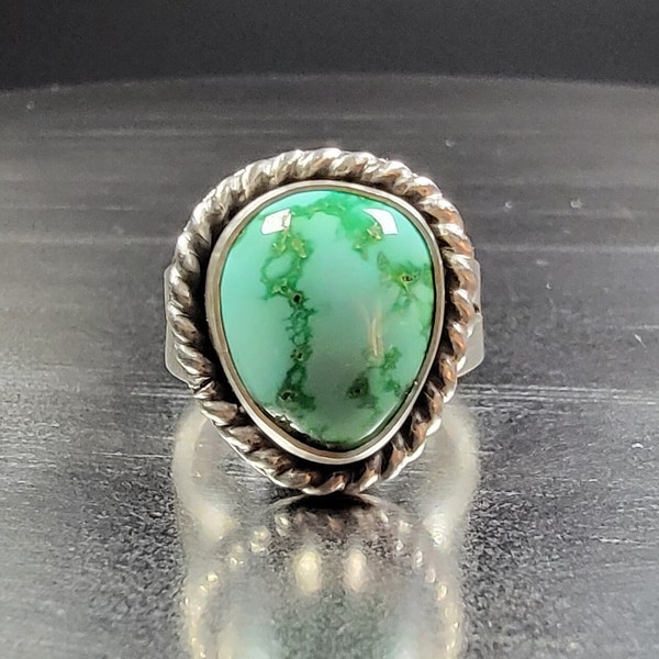 Emerald Valley Ring | Sterling Silver Turquoise Ring | Navajo