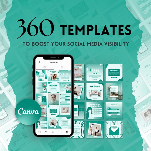 360 Emerald Canva Instagram Templates | Social Media Post Templates | Instagram Facebook Post and story Template | Coach Entrepreneur