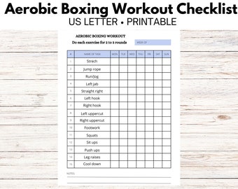 Aerobic Boxing Workout Checklist Boxing Gym Workout