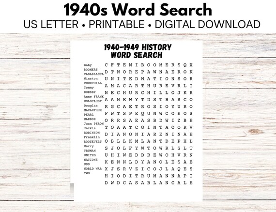 1940s Word Search - Etsy