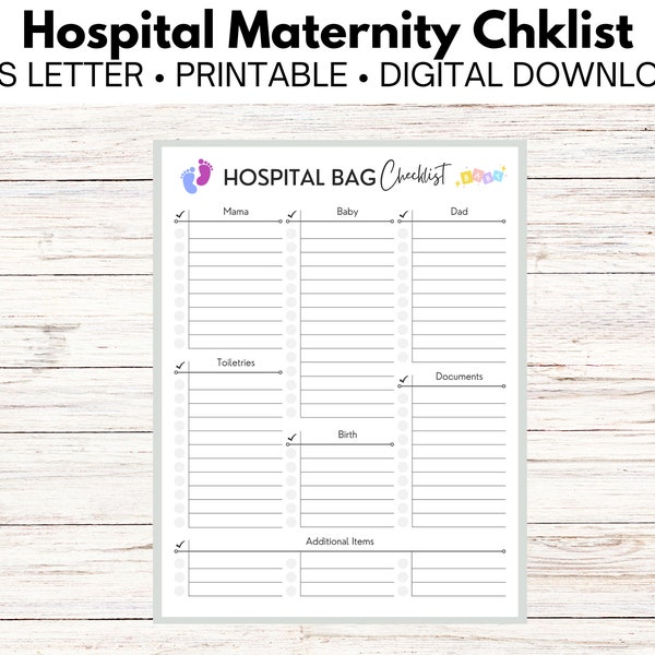 Hospital Childbirth Maternity Room Pregnancy Bag Birth Checklist