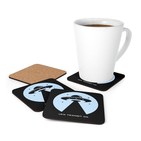 UFO, Alien Coaster Set of 4 // Funny UFO Design Coasters (Set of 4)