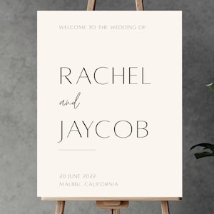 Wedding Welcome Sign, Modern Minimalist Welcome Sign Template, 24x36, 20x30, 18x24, 16x20, Download, Printable, Editable image 1