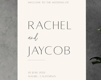 Wedding Welcome Sign, Modern Minimalist Welcome Sign Template, 24x36", 20x30", 18x24", 16x20", Download, Printable, Editable