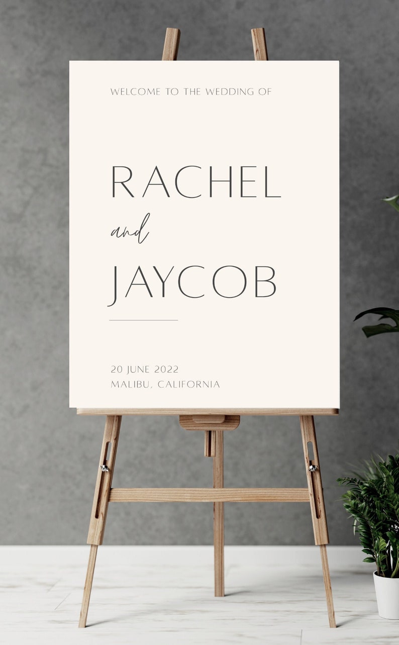 Wedding Welcome Sign, Modern Minimalist Welcome Sign Template, 24x36, 20x30, 18x24, 16x20, Download, Printable, Editable image 1