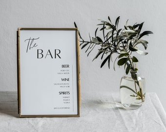 Wedding Bar Sign, Modern Minimalist Bar Sign Template, 8x7" Download, Editable, Printable