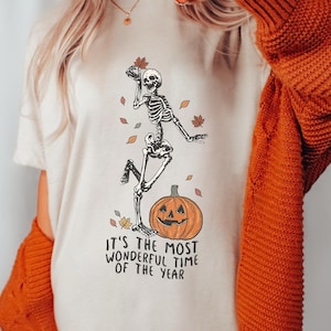 Halloween Shirt, Skeleton T-shirt, Halloween Crewneck, Halloween doodles tshirt, Spooky Season, Funny Halloween Shirt, Dancing Skeleton
