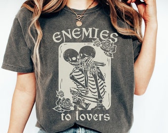Enemies to Lovers Shirt Bookish Halloween Shirt Skeleton Shirt Booktok Merch Bookstagram Book tropes Romance Reader Smutty Book Lover Gift