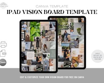Vision Board Editable Canva Template - iPad Wallpaper - Dream & Inspiration Board