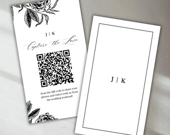 Plantilla de tarjeta de visita con código QR para fotos de boda – Descarga instantánea