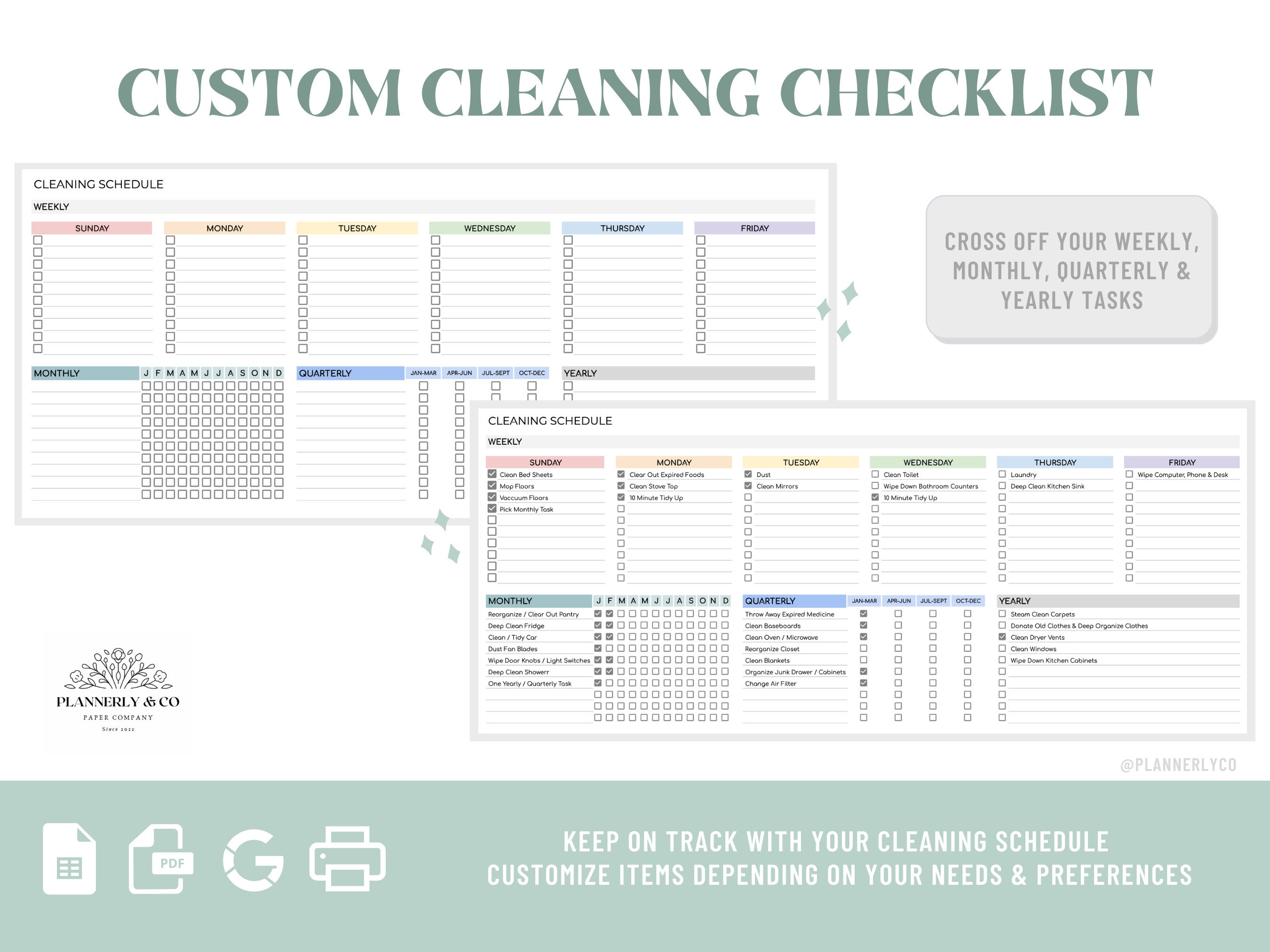 Editable Cleaning Schedule – Google Sheets & Printable Checklist ...