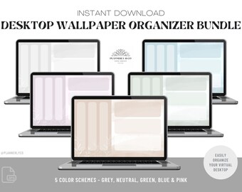 Desktop Wallpaper Organizer Bundle - 5 schémas de couleurs neutres - Mac / Windows - JPG