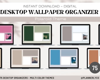Desktop Organizer Wallpaper - Polaroid - Mac, Windows, Desktop - Téléchargement numérique - 75 fonds d’écran JPEG