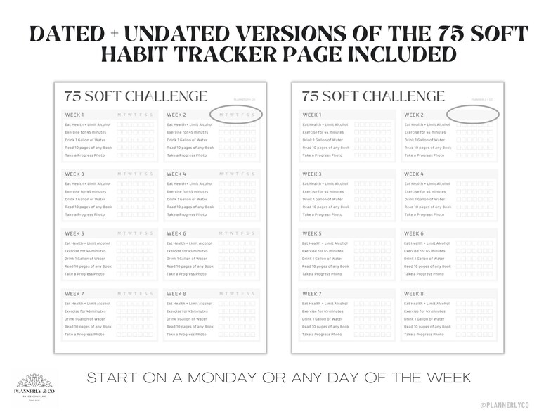 Editable 75 Soft Challenge Tracker Health Wellness & - Etsy