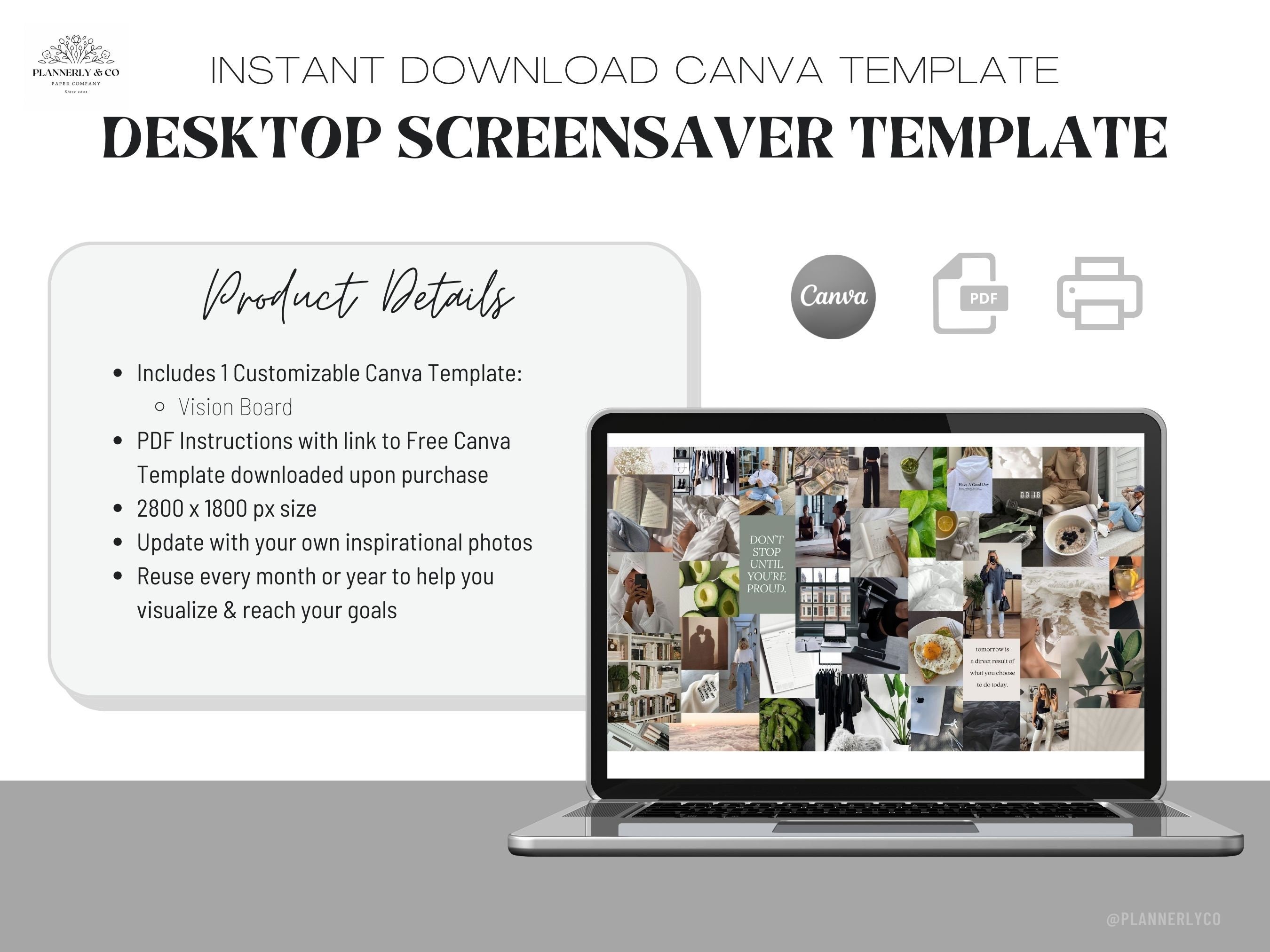 Vision Board Editable Canva Template - Desktop Wallpaper - Dream ...