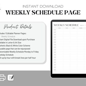 Editable Weekly Schedule Template - Instant Digital Download - PDF ...