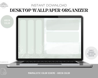 Organiseur de papier peint de bureau - Palette de couleurs vertes - Minimal - Mac/Windows - JPG