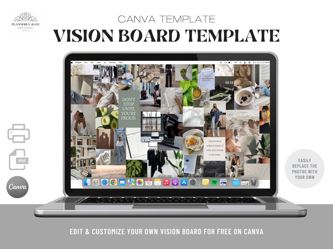 Vision Board Editable Canva Template - Desktop Wallpaper - Dream ...