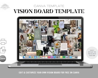 Vision Board Editable Canva Template - Desktop Wallpaper - Dream & Inspiration Board