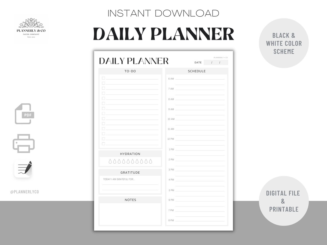 Editable daily planner template instant digital download pdf etsy