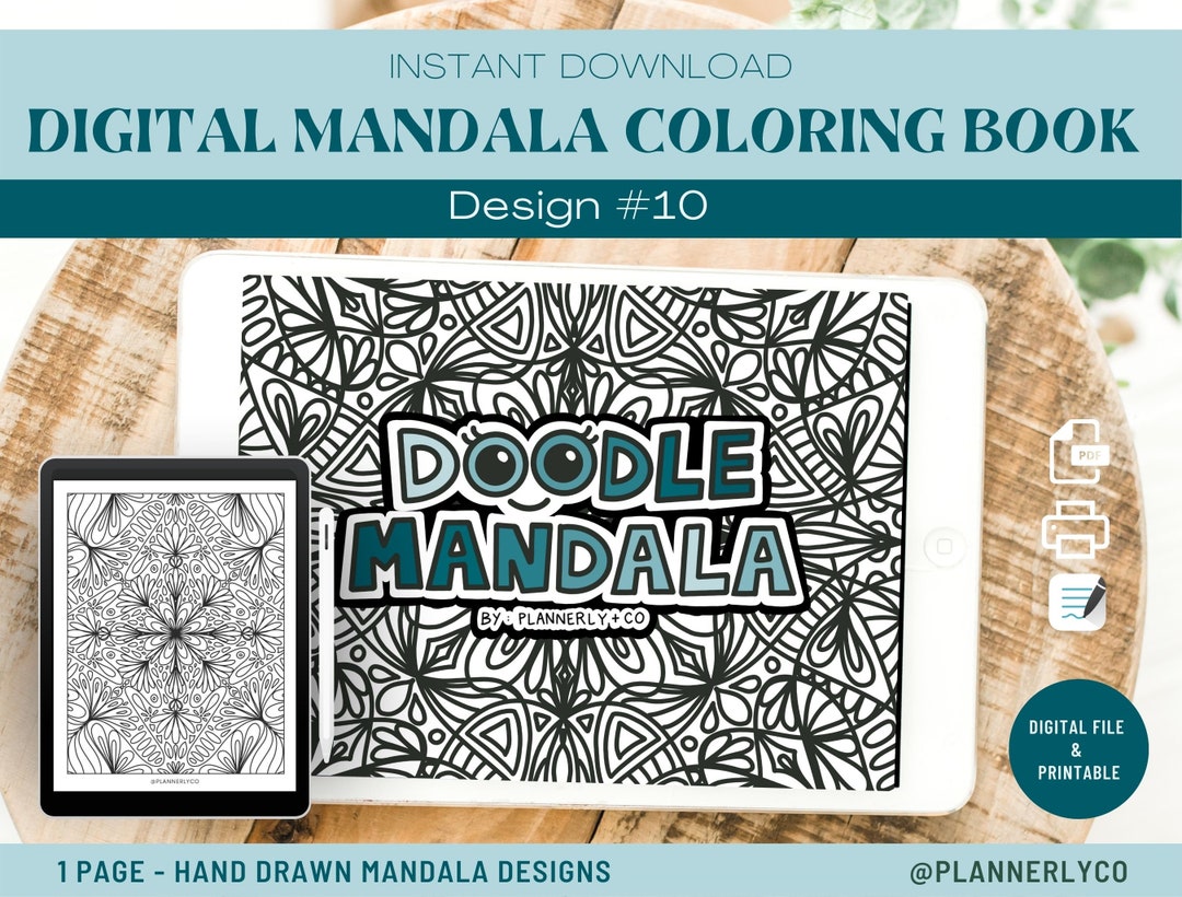 Digital Mandala Coloring Book - #10 - Printable Sheets PDF - Procreate ...
