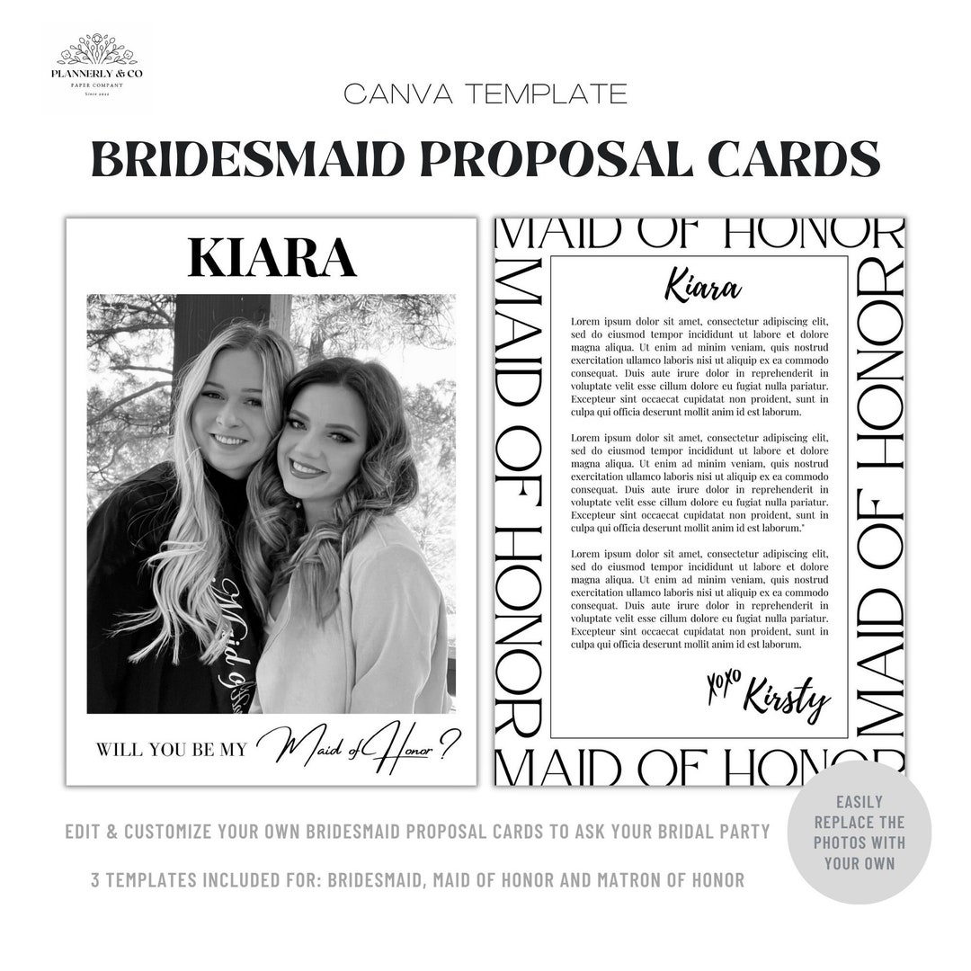 Bridesmaid Proposal Card Template - Canva Editable Printable - Maid of ...