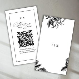 Share the Love Wedding QR Code Business Card - Canva Template - Upload Wedding Photos to Shared Album - Instant Digital Download