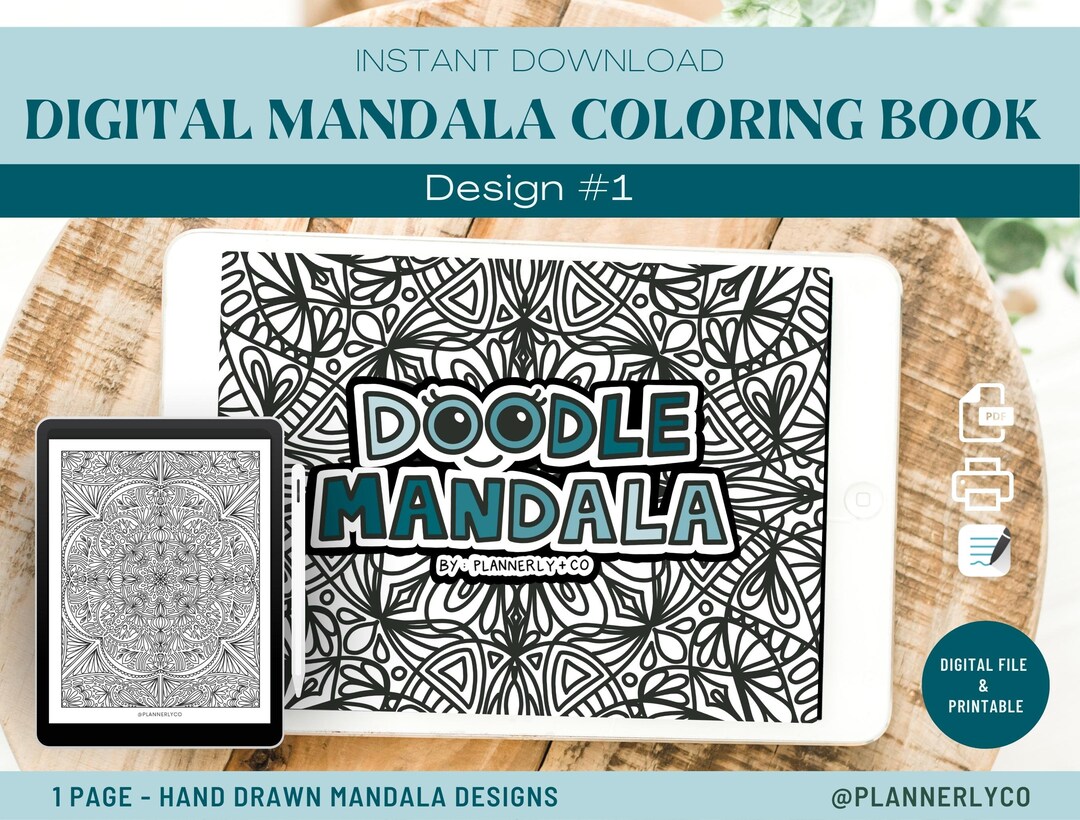 Digital Mandala Coloring Book - #1 - Printable Sheets PDF - Procreate ...