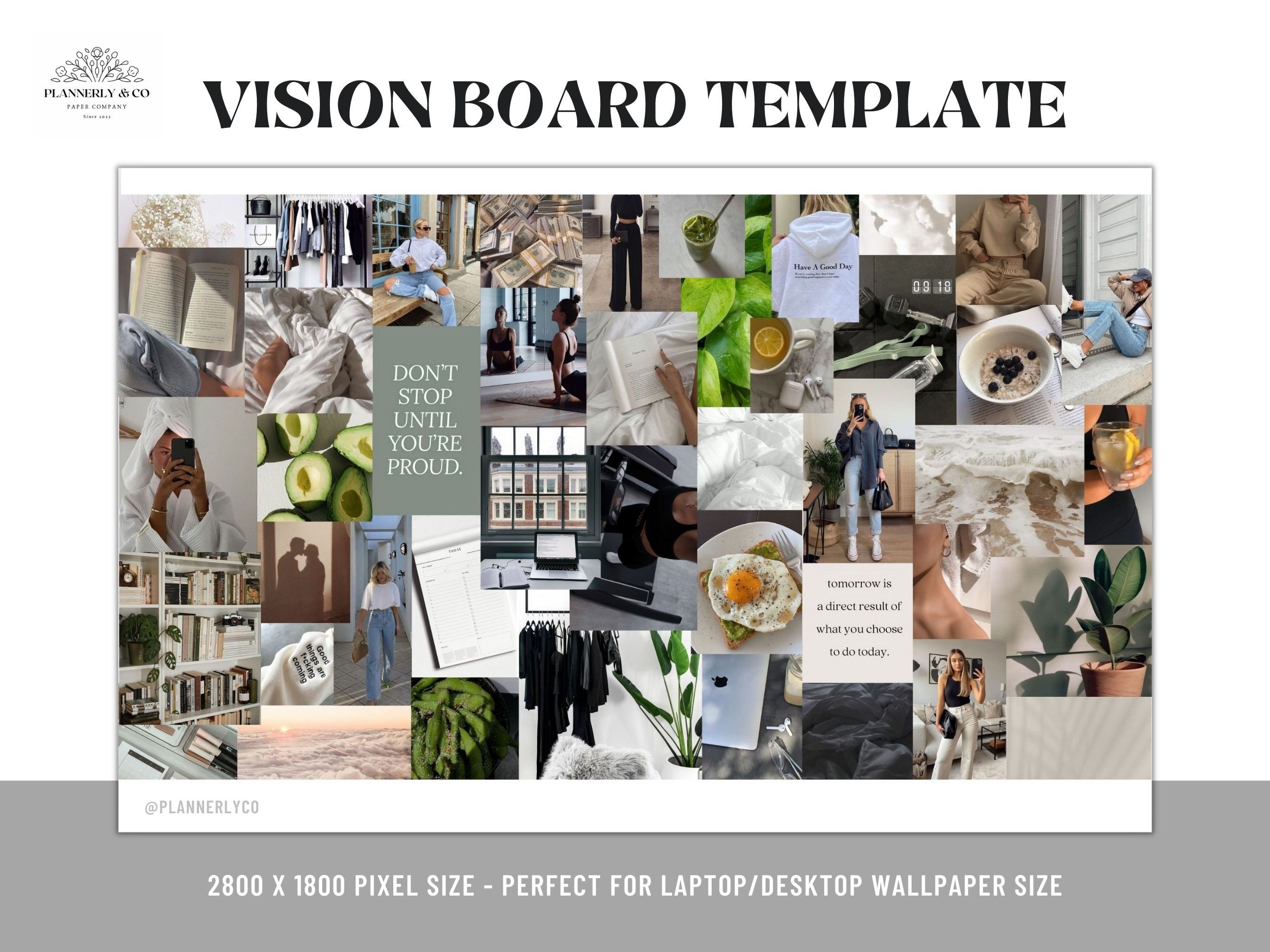 Vision Board Editable Canva Template - Desktop Wallpaper - Dream ...