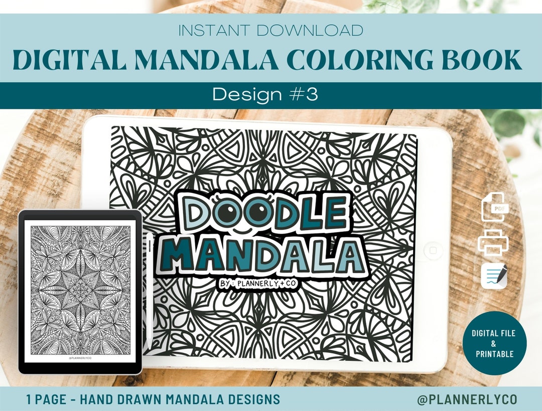 Digital Mandala Coloring Book - #3 - Printable Sheets PDF - Procreate ...