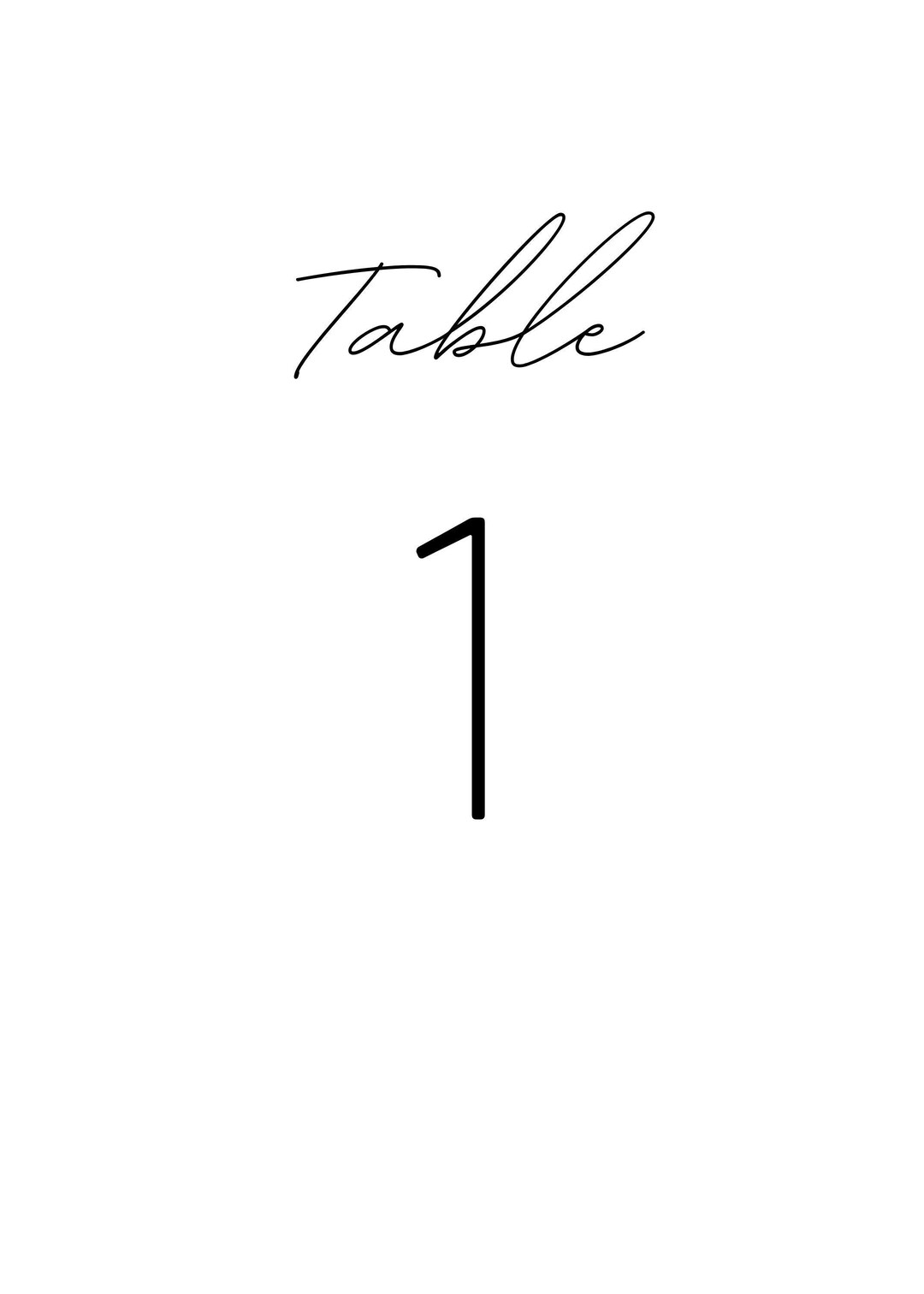 Minimalist Table Number Cards 130 in 5x7, Wedding Table Number Cards