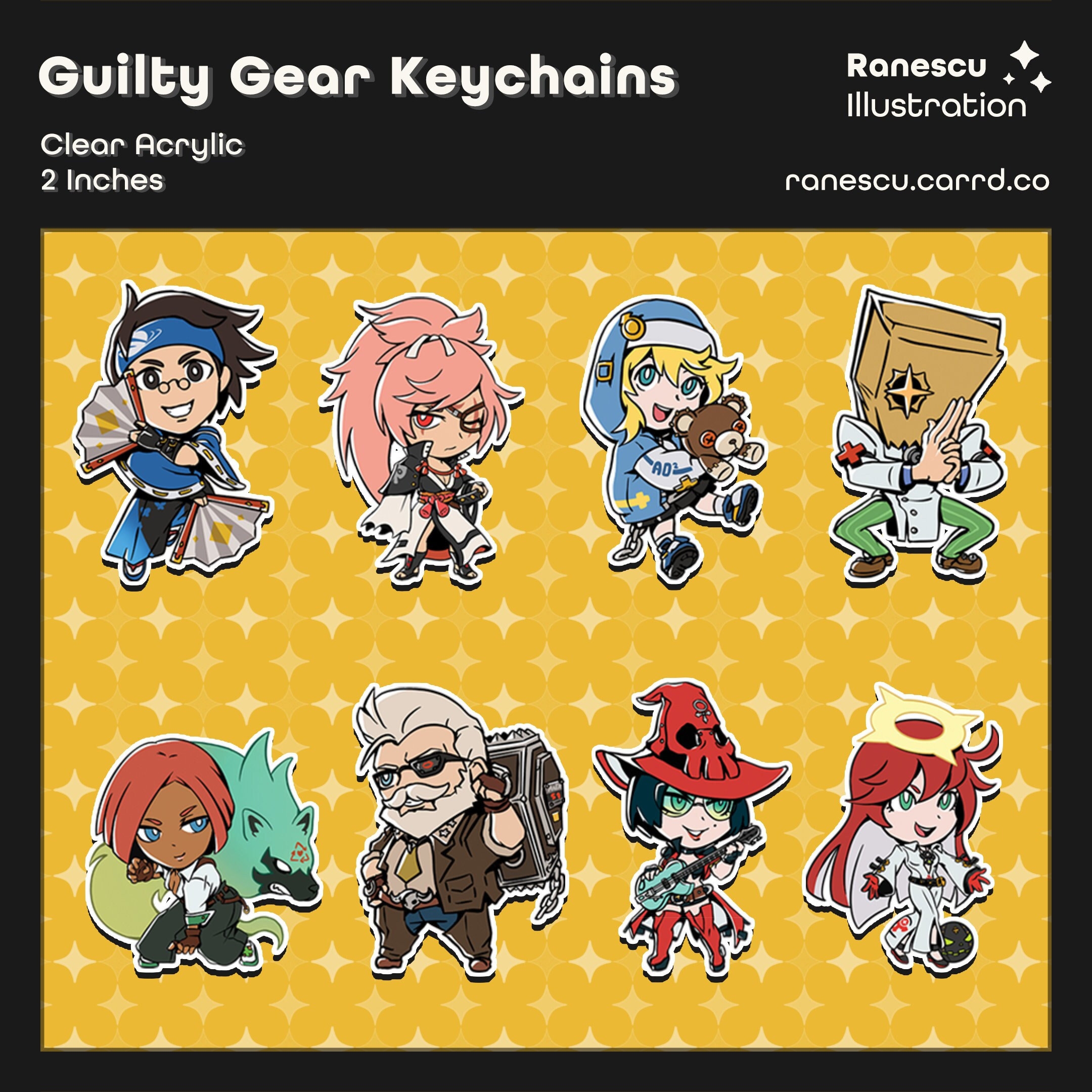 Guilty Gear Girls May and Bridget Acrylic Epoxy Holo Charms 