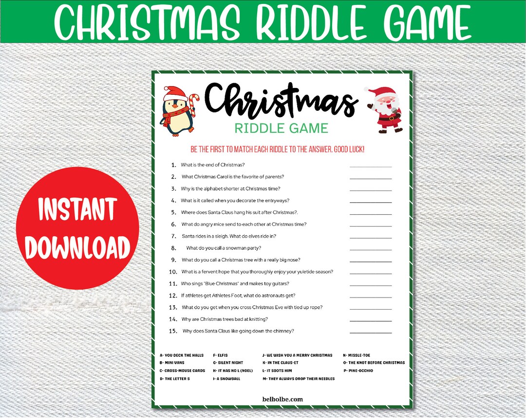 Christmas Riddle Game Holiday Riddles for Kids and Adults Etsy UK