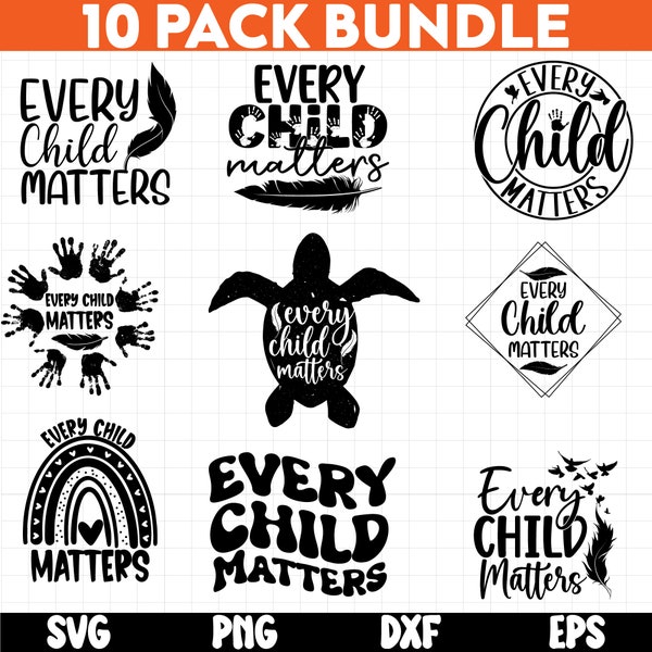 Every Child Matters SVG, Orange Shirt Day svg, Week of The Young Child svg, Truth, Rainbow, Feather svg, Hand Print svg Files For Cricut