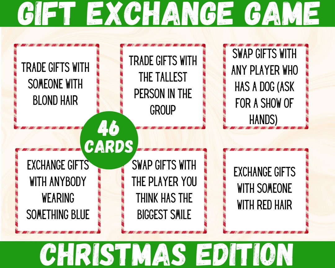 Christmas Gift Exchange Game Cards Printable, Christmas Party Game